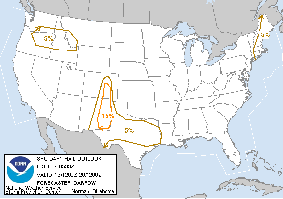 20040619 1200 UTC Day 1 Large Hail Probabilities Graphic