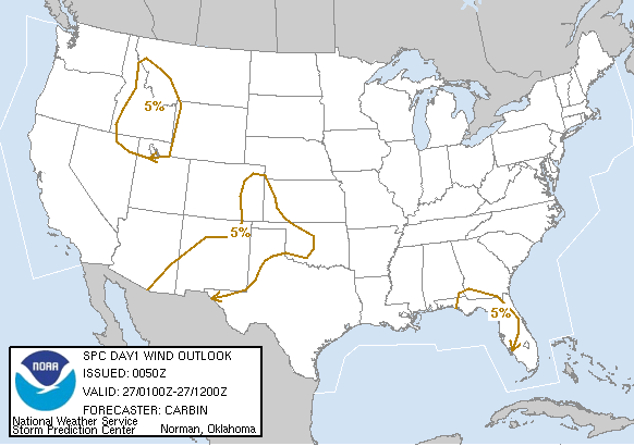 20040627 0100 UTC Day 1 Damaging Wind Probabilities Graphic