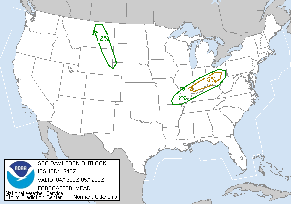 20040804 1300 UTC Day 1 Tornado Probabilities Graphic