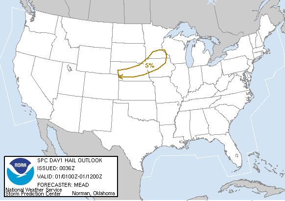 20040901 0100 UTC Day 1 Large Hail Probabilities Graphic