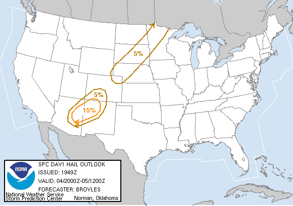 20040904 2000 UTC Day 1 Large Hail Probabilities Graphic