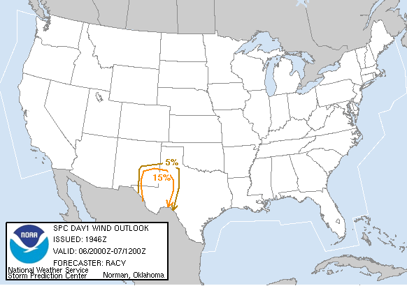 20041006 2000 UTC Day 1 Damaging Wind Probabilities Graphic