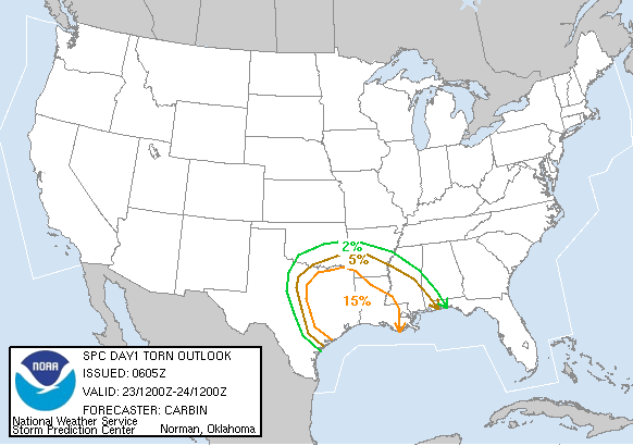 20041123 1200 UTC Day 1 Tornado Probabilities Graphic