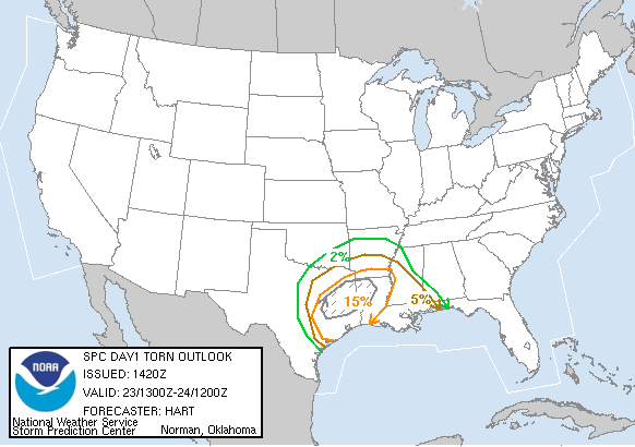 20041123 1300 UTC Day 1 Tornado Probabilities Graphic