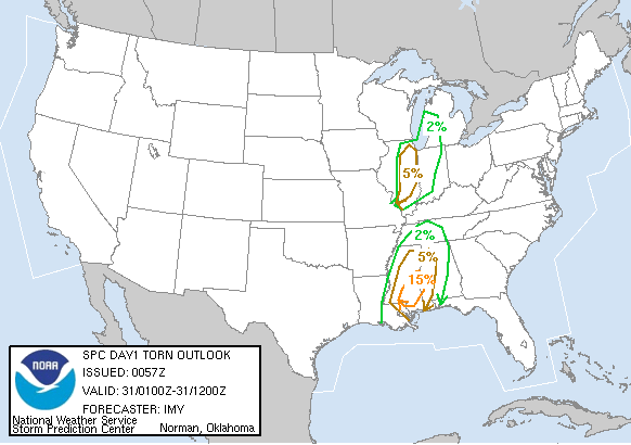 20050331 0100 UTC Day 1 Tornado Probabilities Graphic