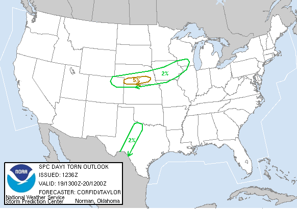 20050419 1300 UTC Day 1 Tornado Probabilities Graphic