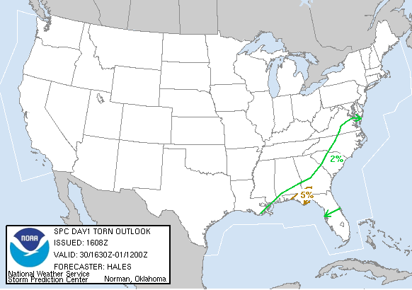 20050430 1630 UTC Day 1 Tornado Probabilities Graphic