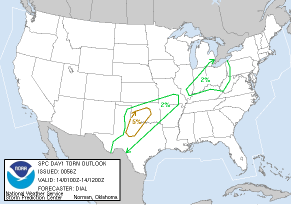 20050514 0100 UTC Day 1 Tornado Probabilities Graphic