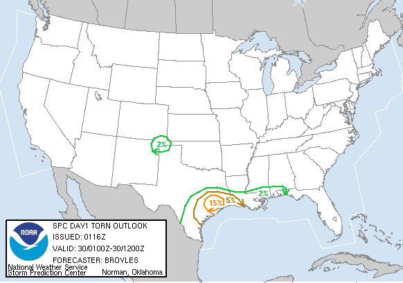 20050530 0100 UTC Day 1 Tornado Probabilities Graphic