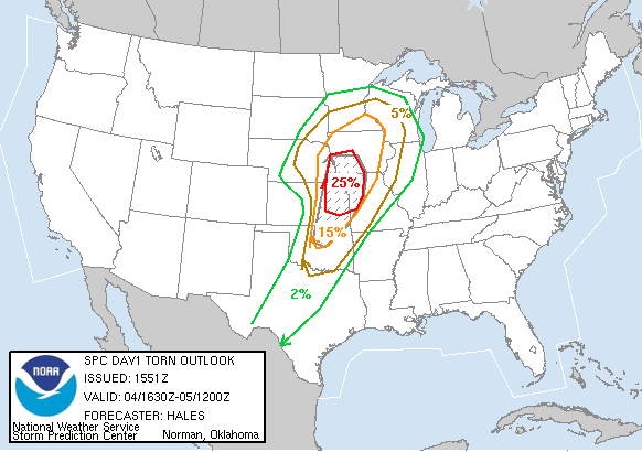 20050604 1630 UTC Day 1 Tornado Probabilities Graphic