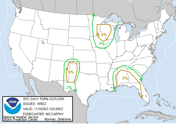 20050611 1630 UTC Day 1 Tornado Probabilities Graphic