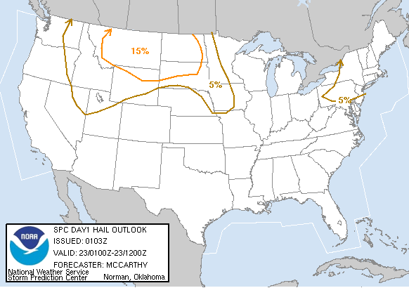 20050723 0100 UTC Day 1 Large Hail Probabilities Graphic