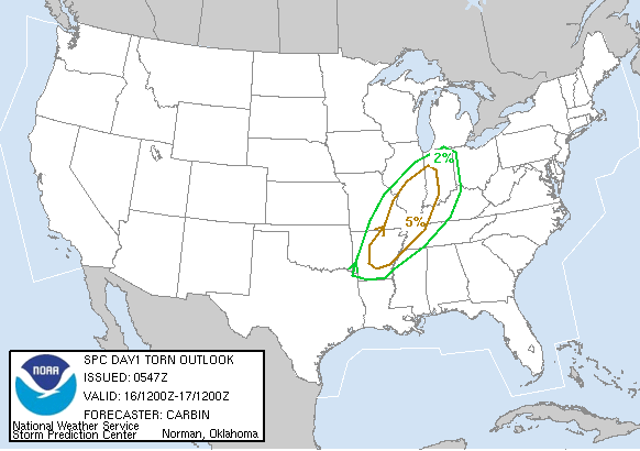 20060216 1200 UTC Day 1 Tornado Probabilities Graphic