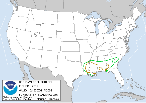 20060310 1300 UTC Day 1 Tornado Probabilities Graphic