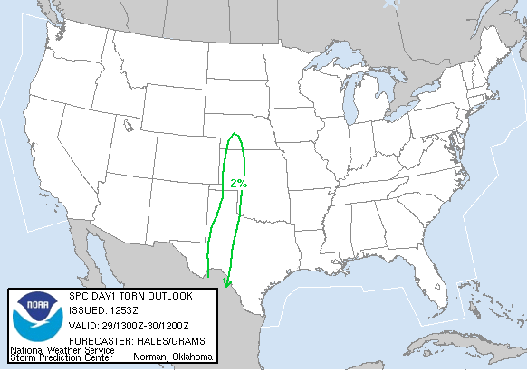 20060329 1300 UTC Day 1 Tornado Probabilities Graphic