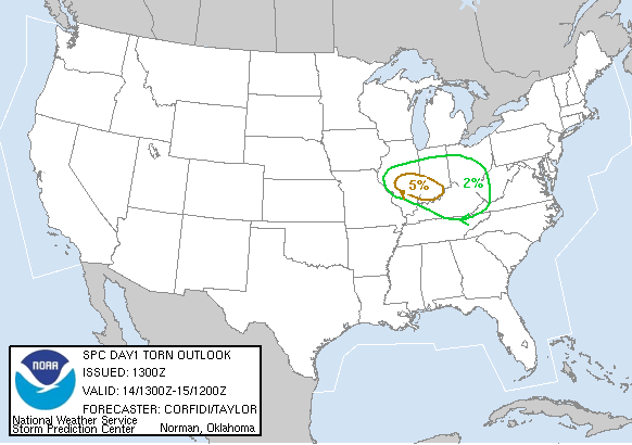 20060414 1300 UTC Day 1 Tornado Probabilities Graphic