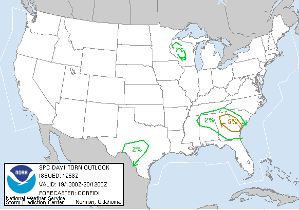20060419 1300 UTC Day 1 Tornado Probabilities Graphic