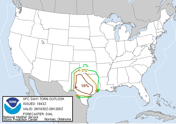 20060428 1630 UTC Day 1 Tornado Probabilities Graphic