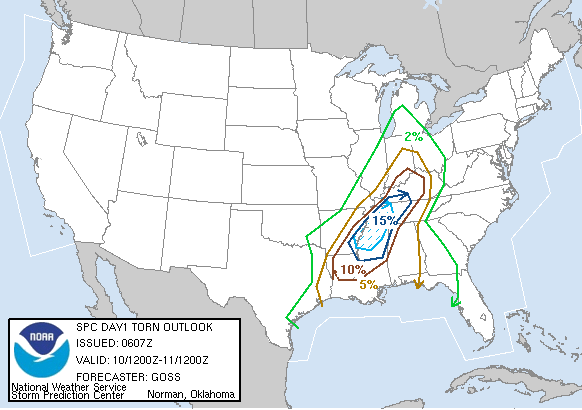 20060510 1200 UTC Day 1 Tornado Probabilities Graphic