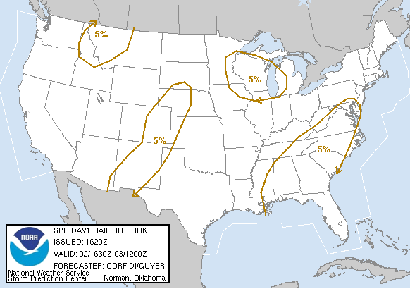 20060602 1630 UTC Day 1 Large Hail Probabilities Graphic