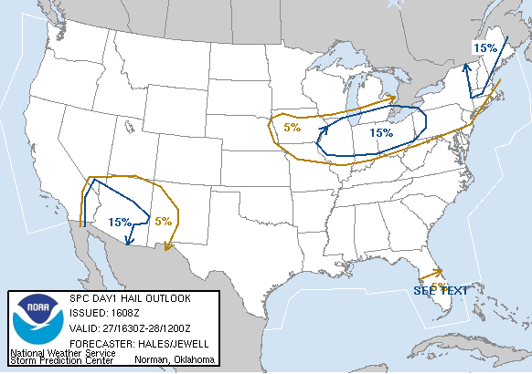 20060727 1630 UTC Day 1 Large Hail Probabilities Graphic