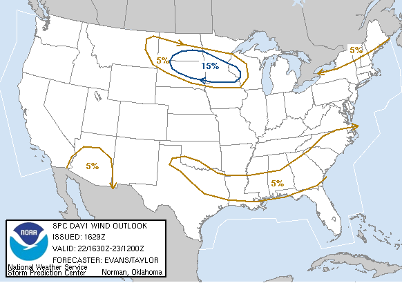 20060822 1630 UTC Day 1 Damaging Wind Probabilities Graphic