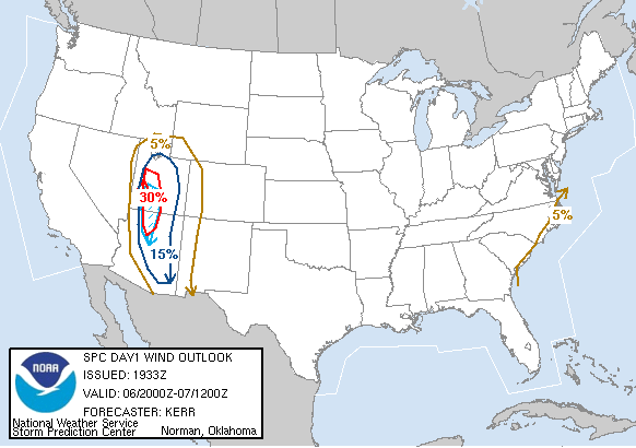 20061006 2000 UTC Day 1 Damaging Wind Probabilities Graphic