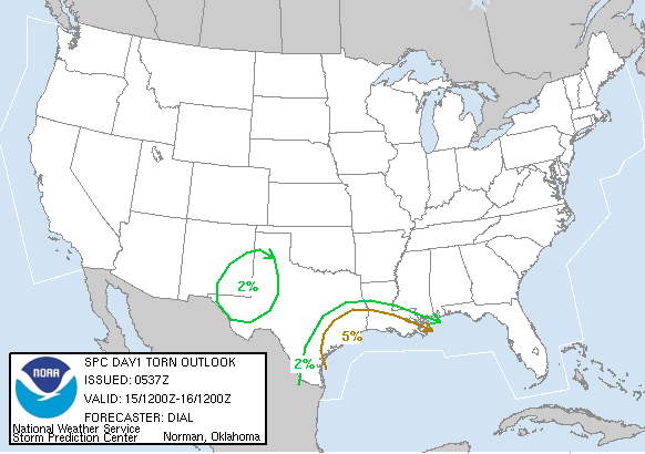 20061015 1200 UTC Day 1 Tornado Probabilities Graphic