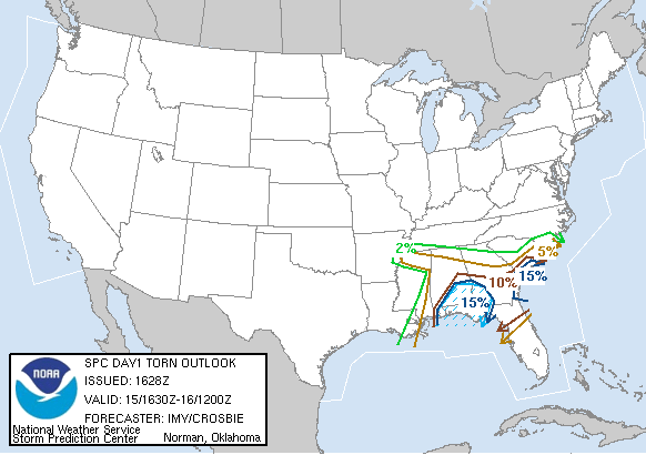 20061115 1630 UTC Day 1 Tornado Probabilities Graphic