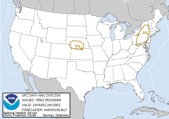 20090523 1630 UTC Day 1 Large Hail Probabilities Graphic