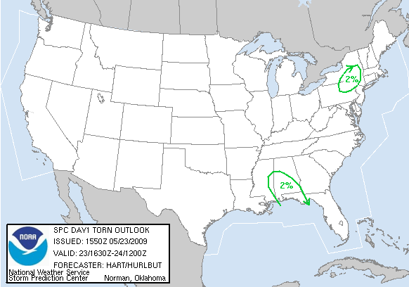 20090523 1630 UTC Day 1 Tornado Probabilities Graphic
