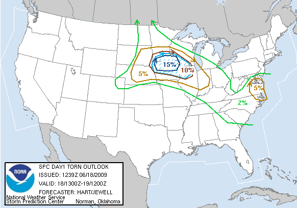 20090618 1300 UTC Day 1 Tornado Probabilities Graphic