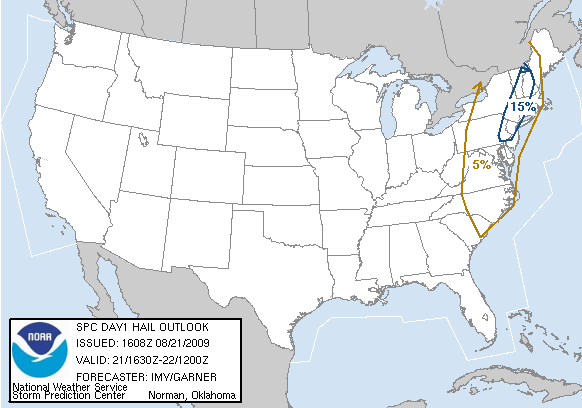 20090821 1630 UTC Day 1 Large Hail Probabilities Graphic