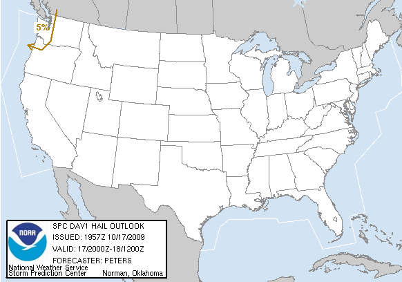 20091017 2000 UTC Day 1 Large Hail Probabilities Graphic