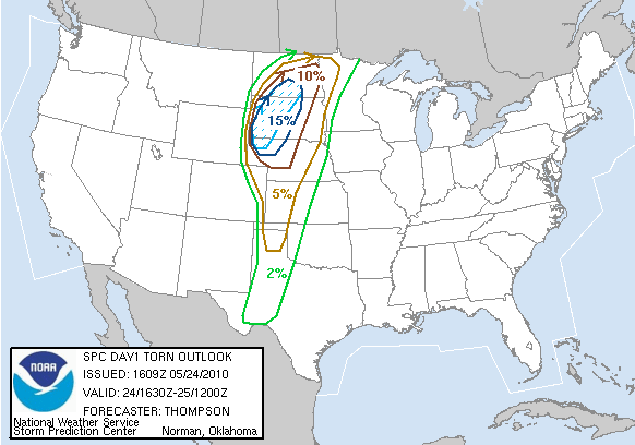 20100524 1630 UTC Day 1 Tornado Probabilities Graphic