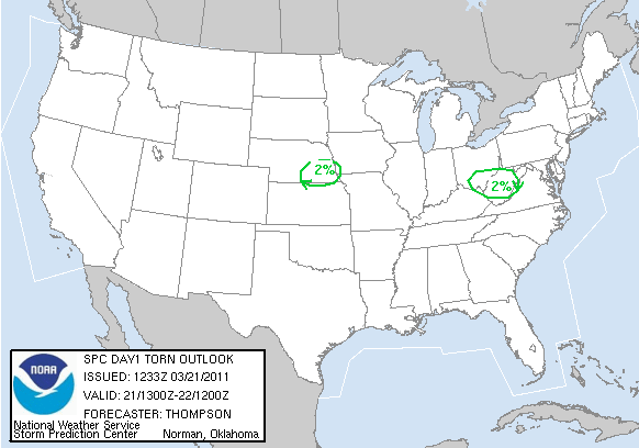 20110321 1300 UTC Day 1 Tornado Probabilities Graphic