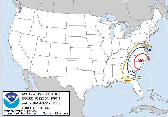 20110416 1200 UTC Day 1 Large Hail Probabilities Graphic