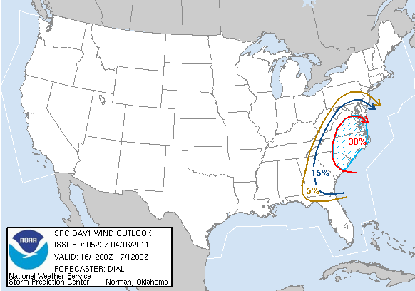 20110416 1200 UTC Day 1 Damaging Wind Probabilities Graphic