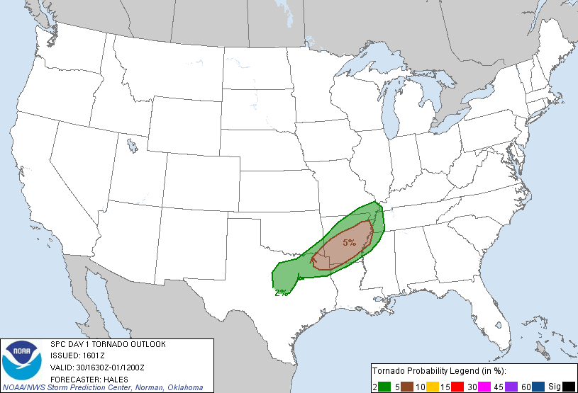 20110430 1630 UTC Day 1 Tornado Probabilities Graphic