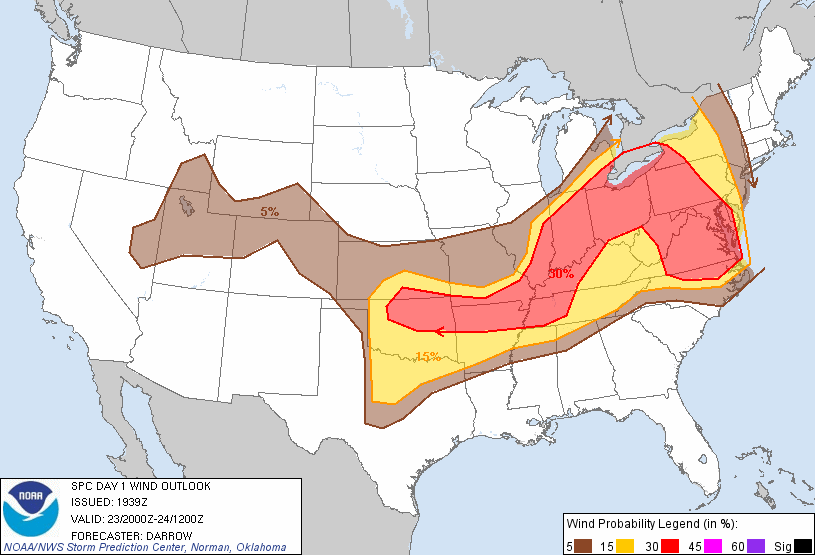 20110523 2000 UTC Day 1 Damaging Wind Probabilities Graphic