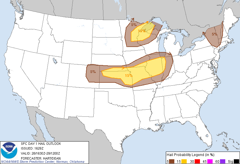 20110528 1630 UTC Day 1 Large Hail Probabilities Graphic