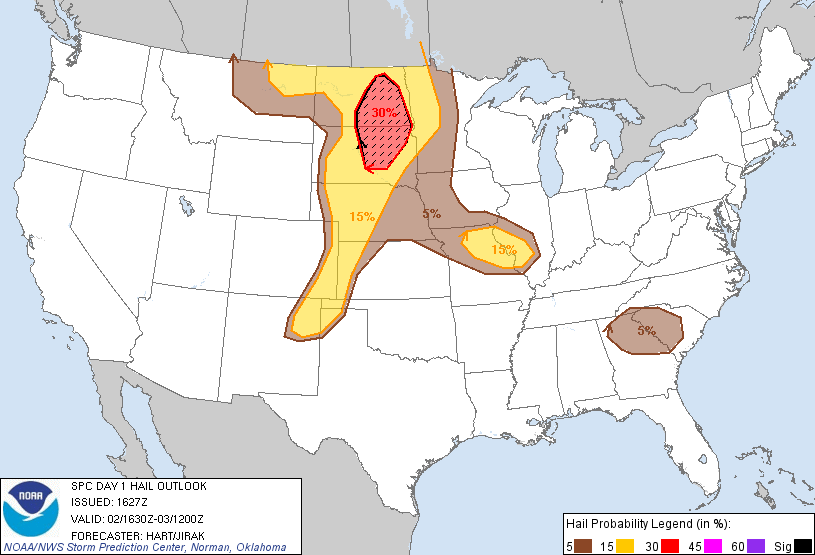 20110602 1630 UTC Day 1 Large Hail Probabilities Graphic