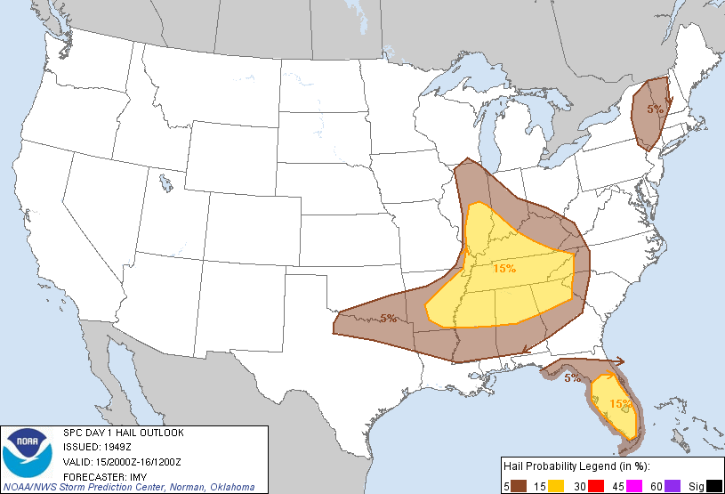 20110615 2000 UTC Day 1 Large Hail Probabilities Graphic