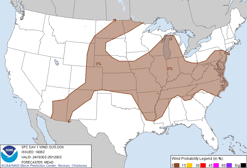 20110724 1630 UTC Day 1 Damaging Wind Probabilities Graphic