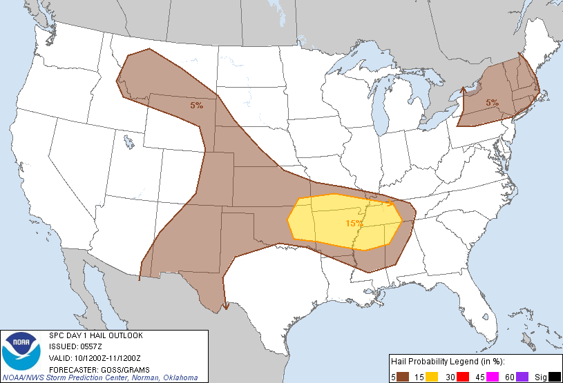 20110810 1200 UTC Day 1 Large Hail Probabilities Graphic