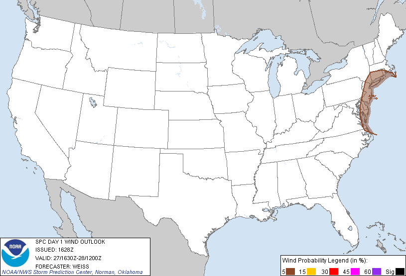 20110827 1630 UTC Day 1 Damaging Wind Probabilities Graphic