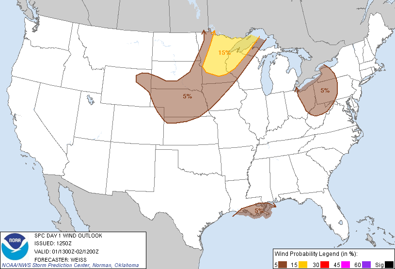 20110901 1300 UTC Day 1 Damaging Wind Probabilities Graphic