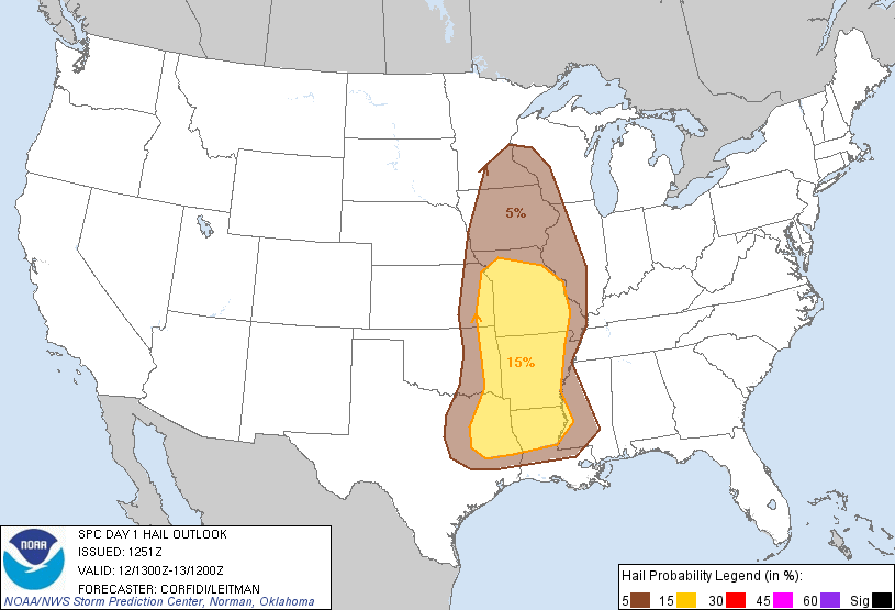 20111012 1300 UTC Day 1 Large Hail Probabilities Graphic