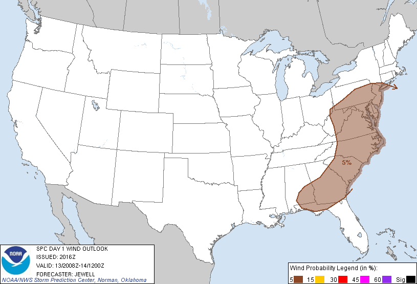 20111013 2000 UTC Day 1 Damaging Wind Probabilities Graphic