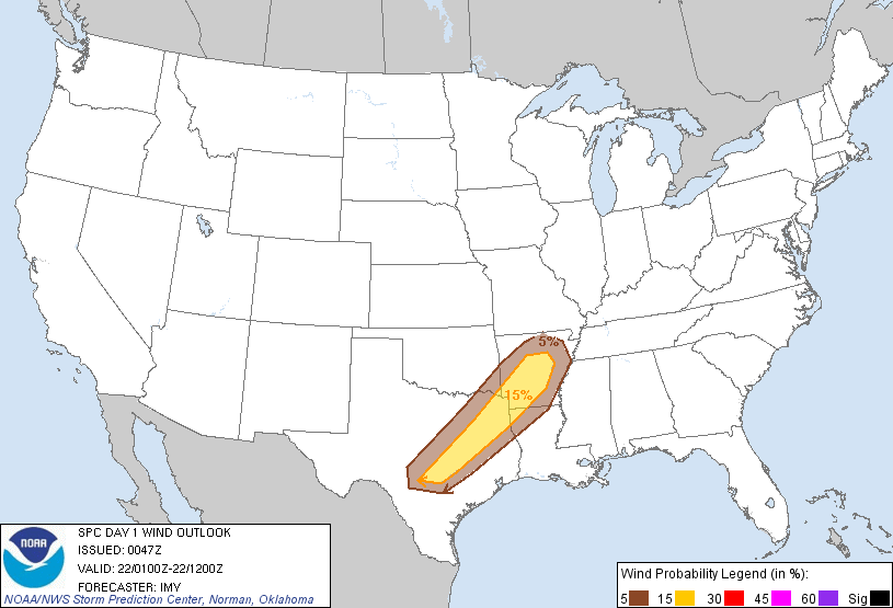 20111122 0100 UTC Day 1 Damaging Wind Probabilities Graphic